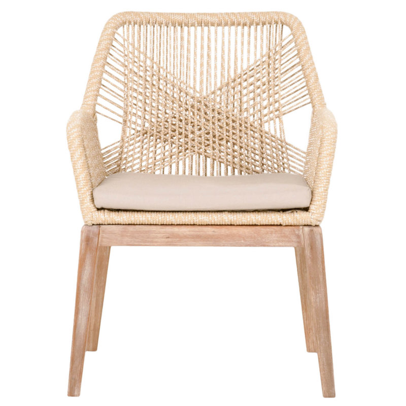 Bungalow Rose Arnone Rope Weave Solid Wood Cross Back Arm Chair Wayfair